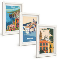 BILDER SET 3er Set - 20x30 cm Weißer Rahmen - Stadtlandschaften mit Gebäuden - Weiß, Kunststoff (20/30cm) - TULUP