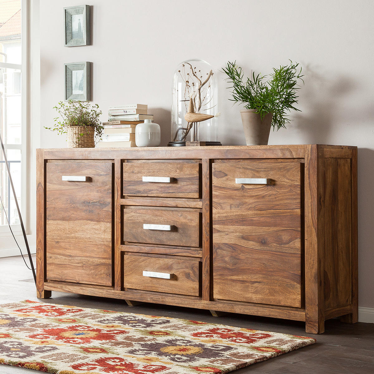 SIDEBOARD - Sheesham massiv - Sheeshamfarben, Holz (170/82/40cm) - home24