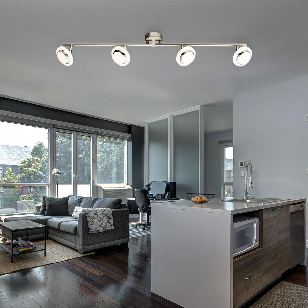 LED DECKENLEUCHTE Metall Silber - Silberfarben, Metall (80/10/13.5cm) - Globo Lighting