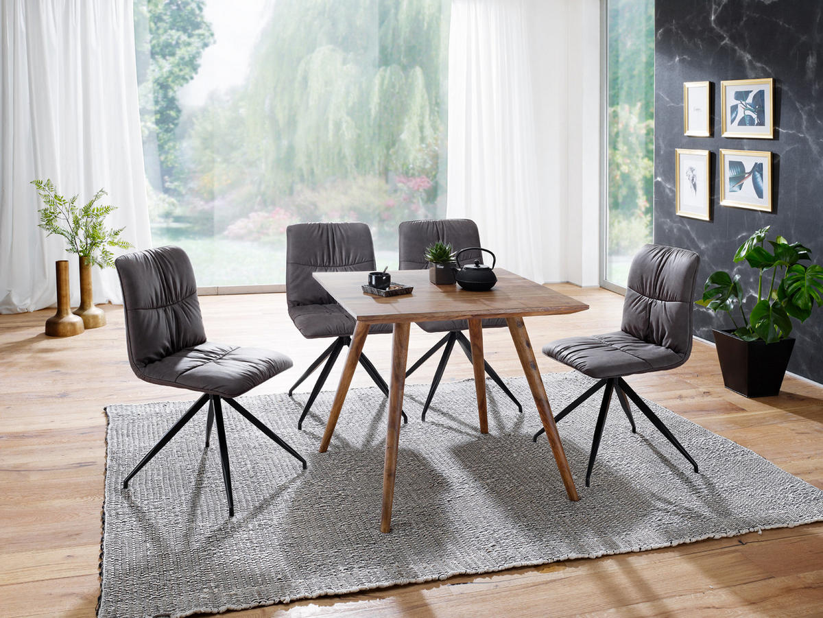 ESSZIMMERTISCH – Massivholz Braun 80x80x76 cm Retro Landhausstil - Braun, Holz (80/80/76cm) - KADIMA DESIGN