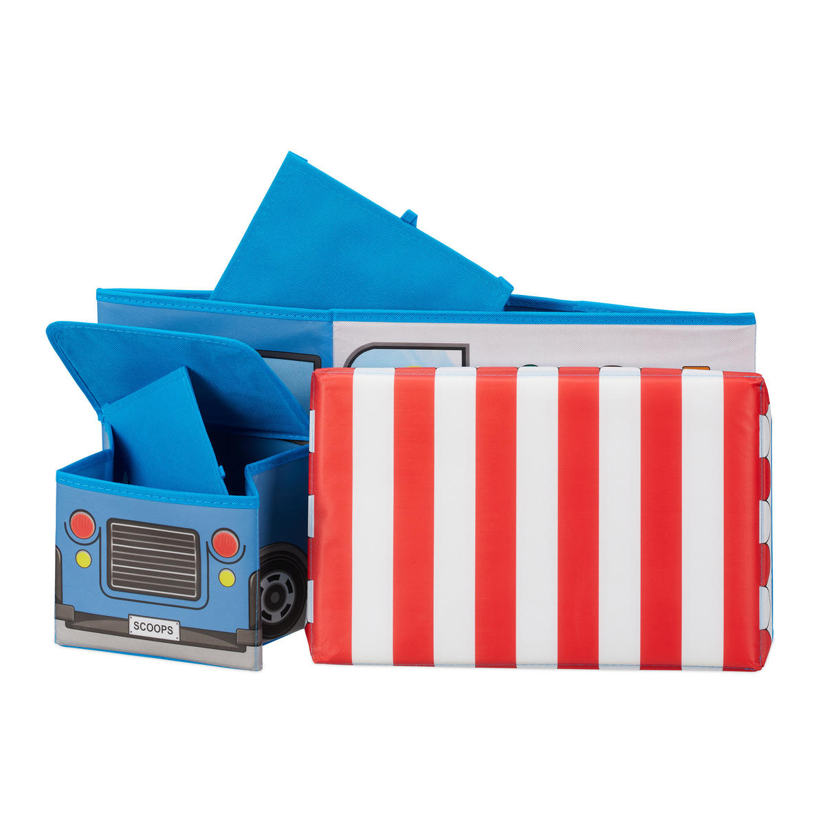 SITZBOX Kinder - Hellblau, Holzwerkstoff/Wellpappe (27/33/56cm) - Relaxdays