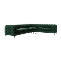 ECKSOFA Chesterfield Laura Flasche Grün Samt - Smaragdgrün/Silberfarben, Holz/Textil (323/264cm) - S-Style Möbel