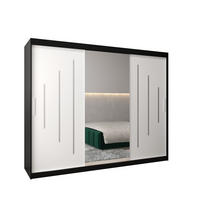 SCHWEBETÜRENSCHRANK 200/250/62 3-türig - Silberfarben/Schwarz, Holz/Kunststoff (250/200/62cm) - Abiks Möbel