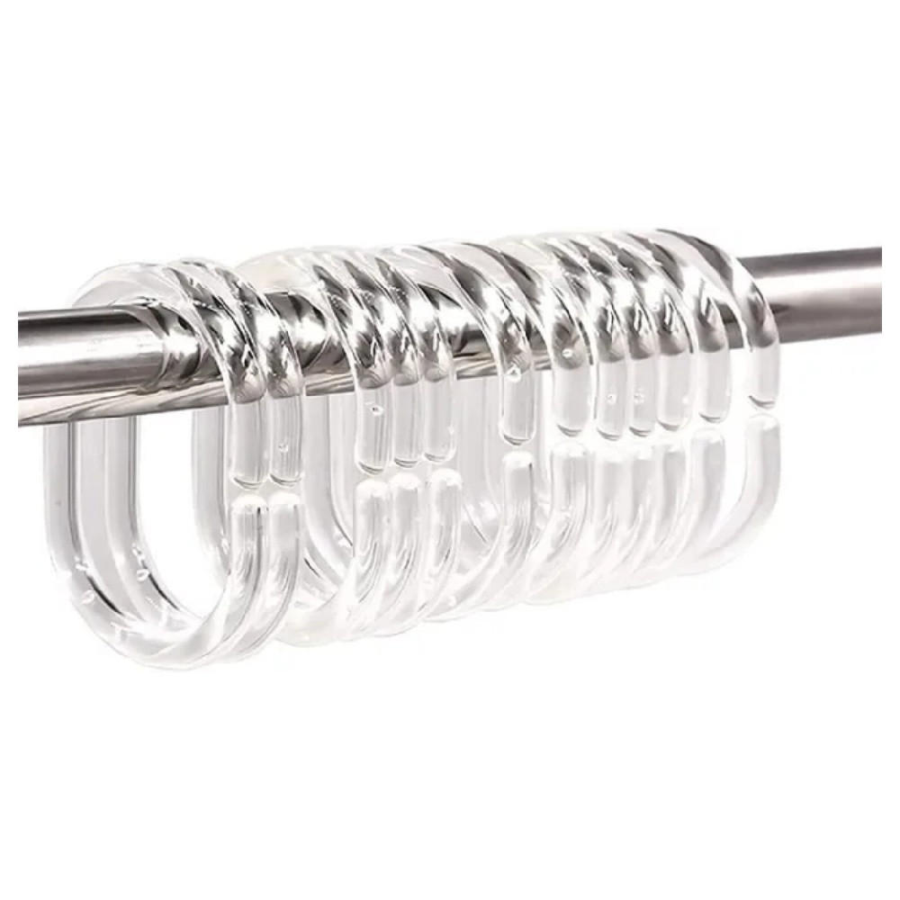 DUSCHVORHANGRINGE Transparent Set für Aufhängung Badezimmer - Transparent, Kunststoff (3.8/5.6cm) - MCBOSON