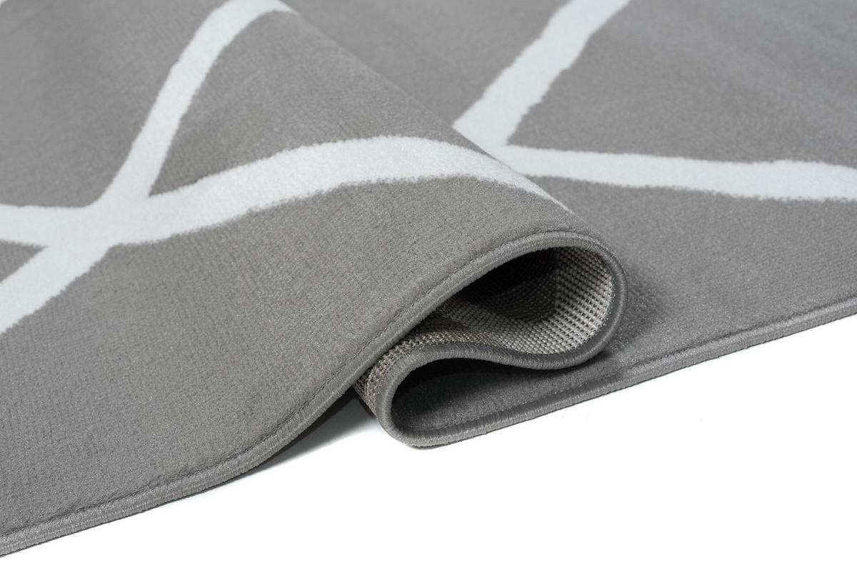 TEPPICH LUXURY Grau Geometrisch Karo Diamant 200/300 cm - Grau, Textil (200/300cm) - Tapiso
