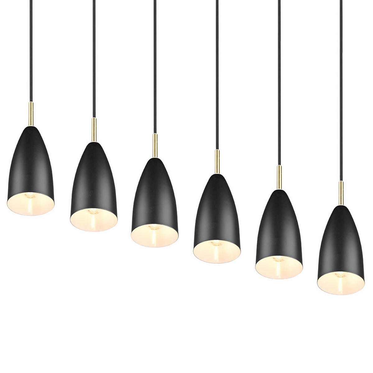 HÄNGELEUCHTE schwarz matt 6-flammig höhenverstellbar - Schwarz, Metall (90/9/150cm)