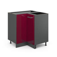ECKUNTERSCHRANK R-Line Rot Hochglanz 75.6 cm ohne Arbeitsplatte - Bordeaux/Anthrazit, Holzwerkstoff (75.6/81.6/46cm) - Vicco