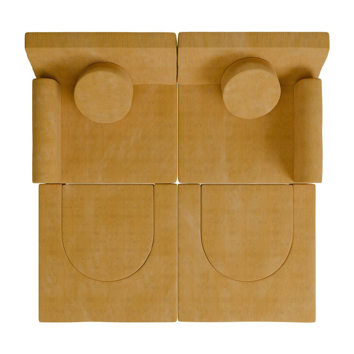 KINDERSOFA Kayo cord gelb - Gelb, Textil (150/50/75cm) - Juskys