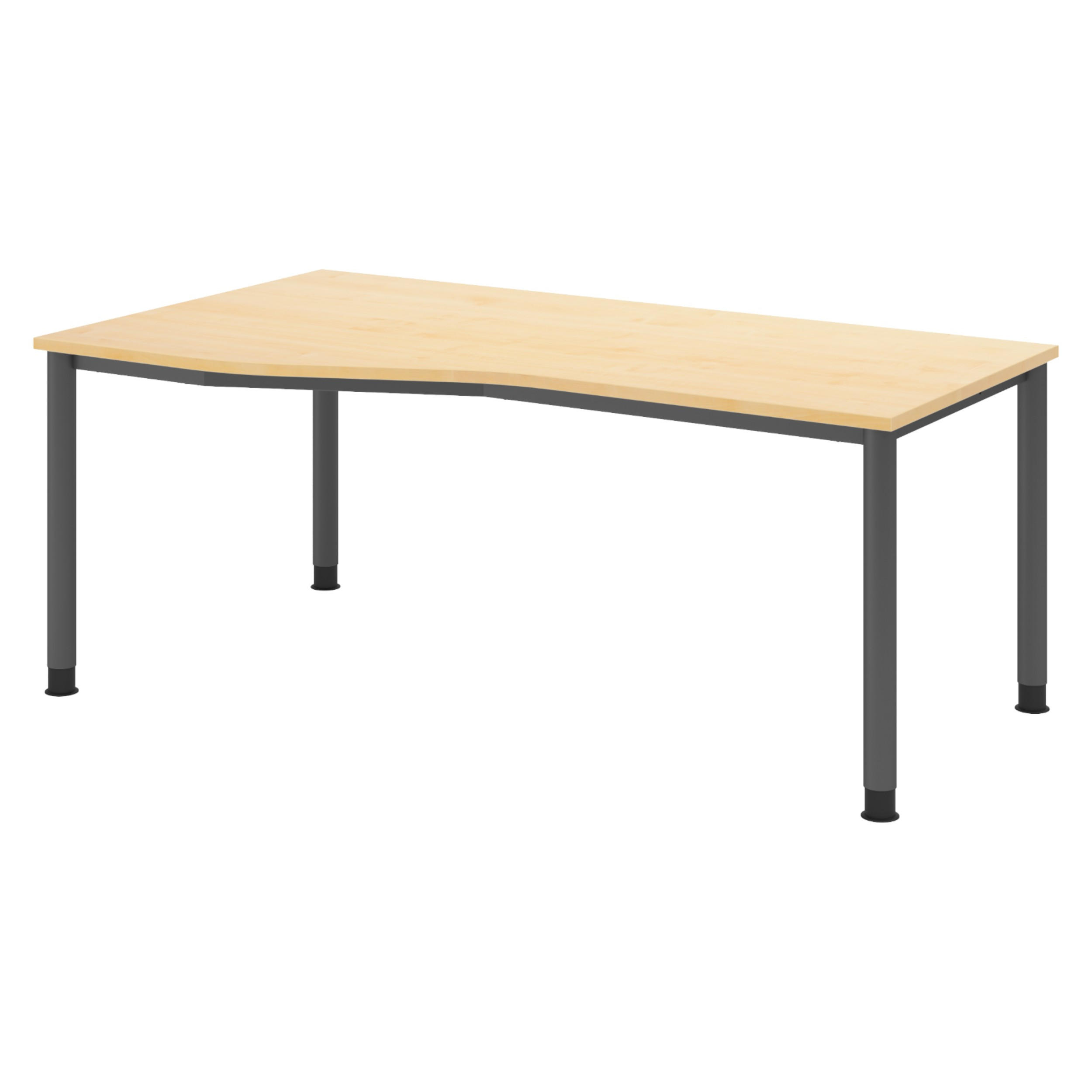 SCHREIBTISCH Serie-H Gestell: Graphit 100/180/74 cm in Ahornfarben - Ahornfarben, Holzwerkstoff (100/180/74cm) - bümö