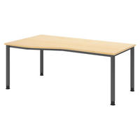 SCHREIBTISCH Serie-H Gestell: Graphit 100/180/74 cm in Ahornfarben - Ahornfarben, Holzwerkstoff (100/180/74cm) - bümö