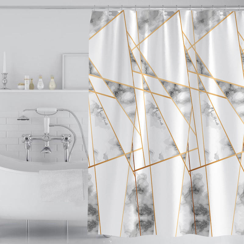 DUSCHVORHANG 180 x 200 cm Polyester schnell trocknend wasserdicht maschinenwaschbar Badezimmer - Weiß, Textil (180/200cm) - MCBOSON