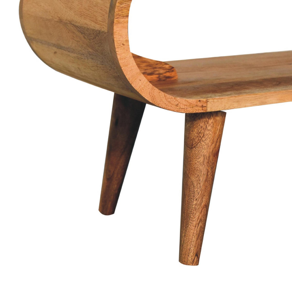 COUCHTISCH aus Massivholz im Eichenholz-Finish, Offener Stauraum, Nordische Beine - Eichefarben/Messingfarben, Holz/Metall (35/90/40cm) - Artisan Furniture
