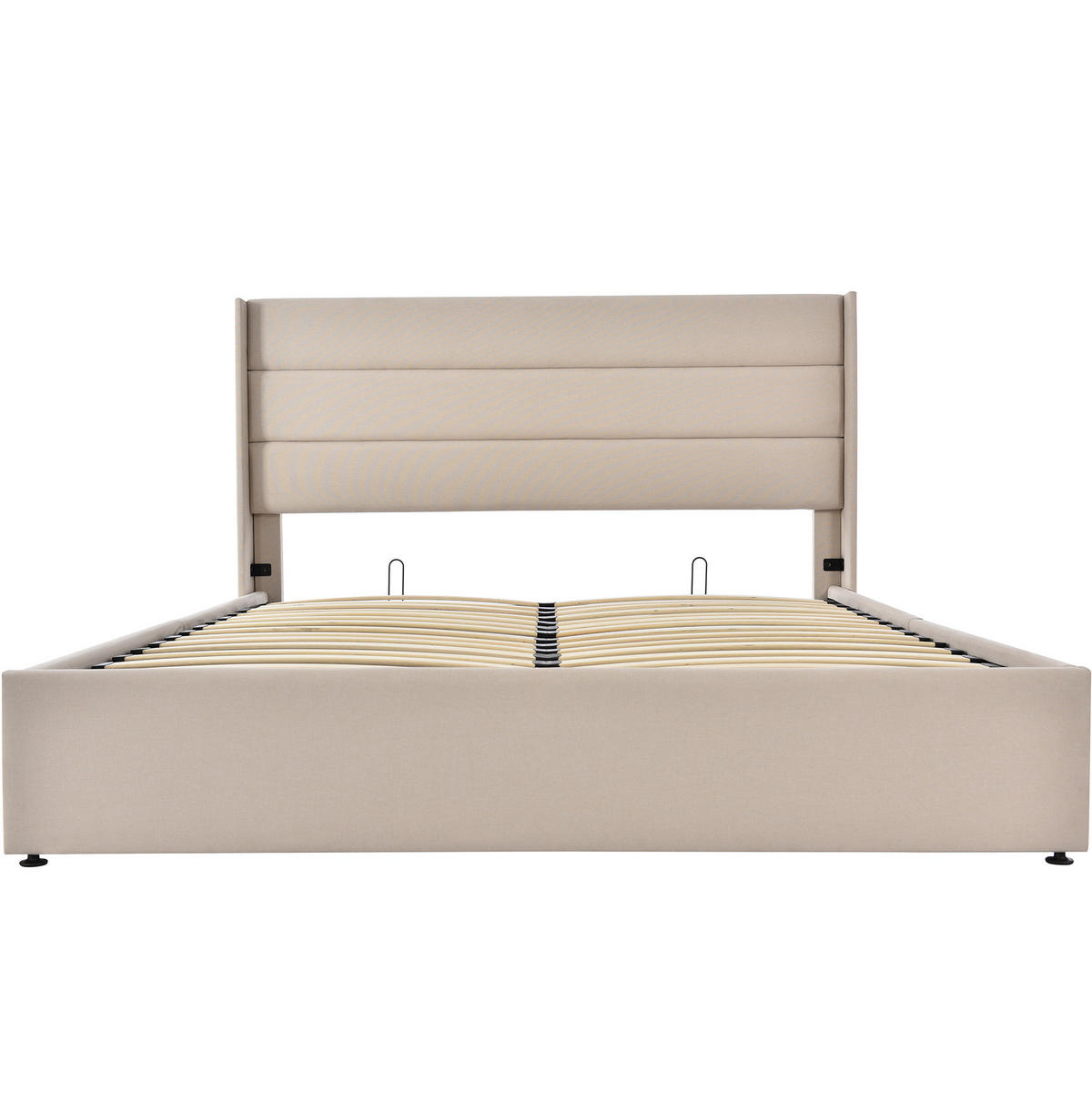 POLSTERBETT mit Bettkasten 140/200 cm in Beige mit gepolstertem Kopfteil - Beige, Textil (140/200cm) - BEAOK