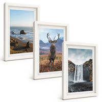 BILDER SET 3er Set - 20x30 cm Weißer Rahmen - Berglandschaften mit einem Wasserfall - Weiß, Kunststoff (20/30cm) - TULUP
