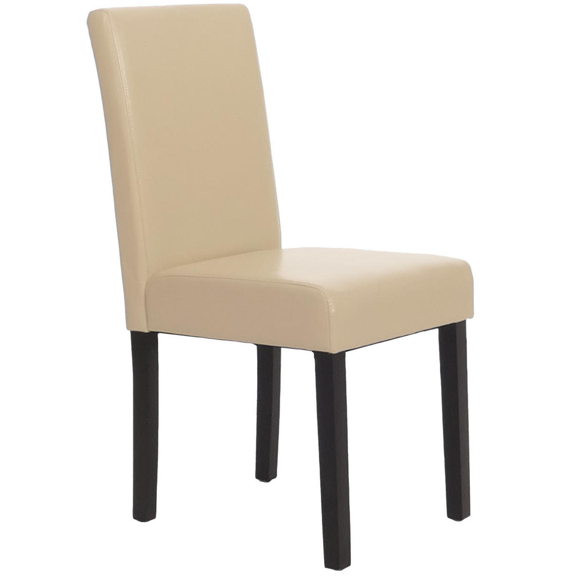 ESSZIMMERSTUHL klassisch und zeitlos 90x43x56cm Sitzhöhe 45cm Leder dunkle Beine Creme - Beige, Leder (43/90/56cm) - CHEFGASTRO