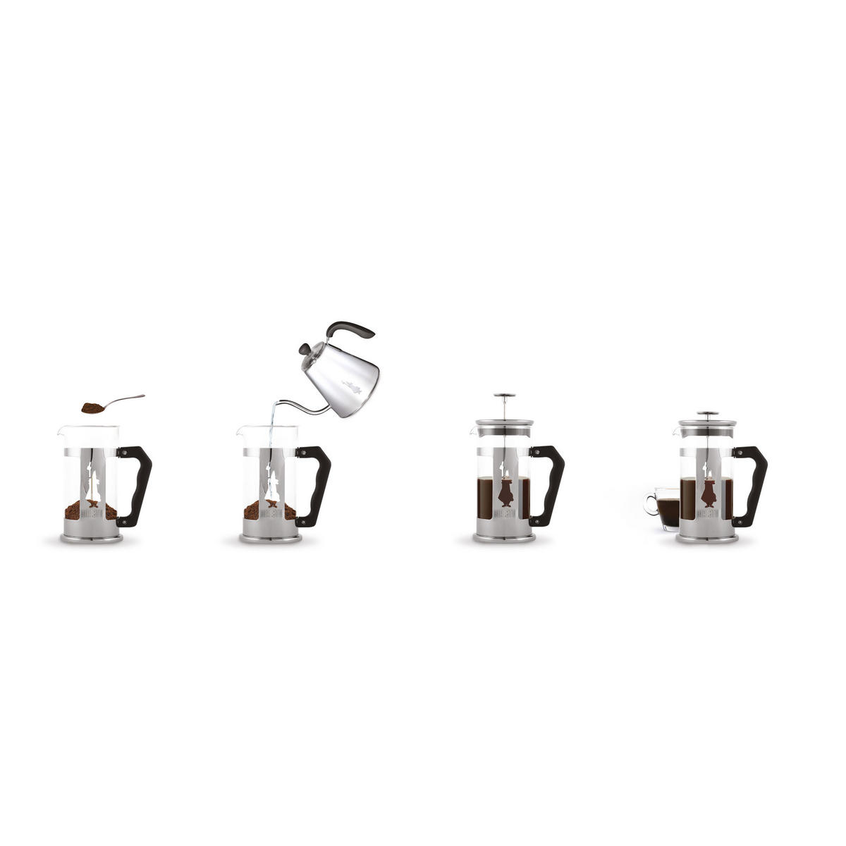 KAFFEEBEREITER Smart 1 L, Glas, Schwarz - Schwarz, Glas (14/22/14cm) - Bialetti