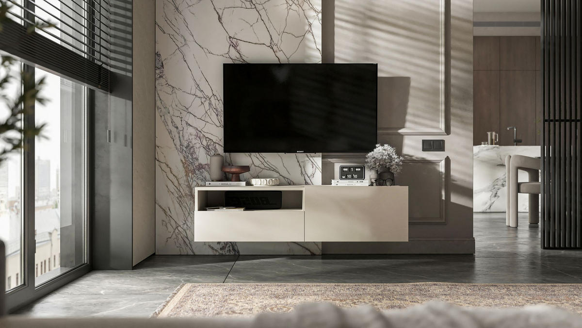 TV-SCHRANK Enjoy Kaschmir matt Schublade 120 cm - Kaschmir, Holzwerkstoff (120/30/35cm) - Meble Lindner