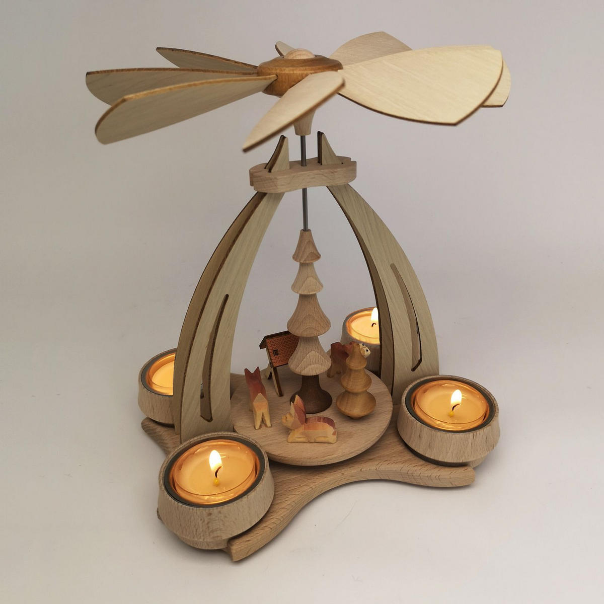 TISCH-PYRAMIDE Rehe Futterkrippe 14/18/24 cm - Multicolor, Holz (0.1/24/0.1cm) - Dekoteam24