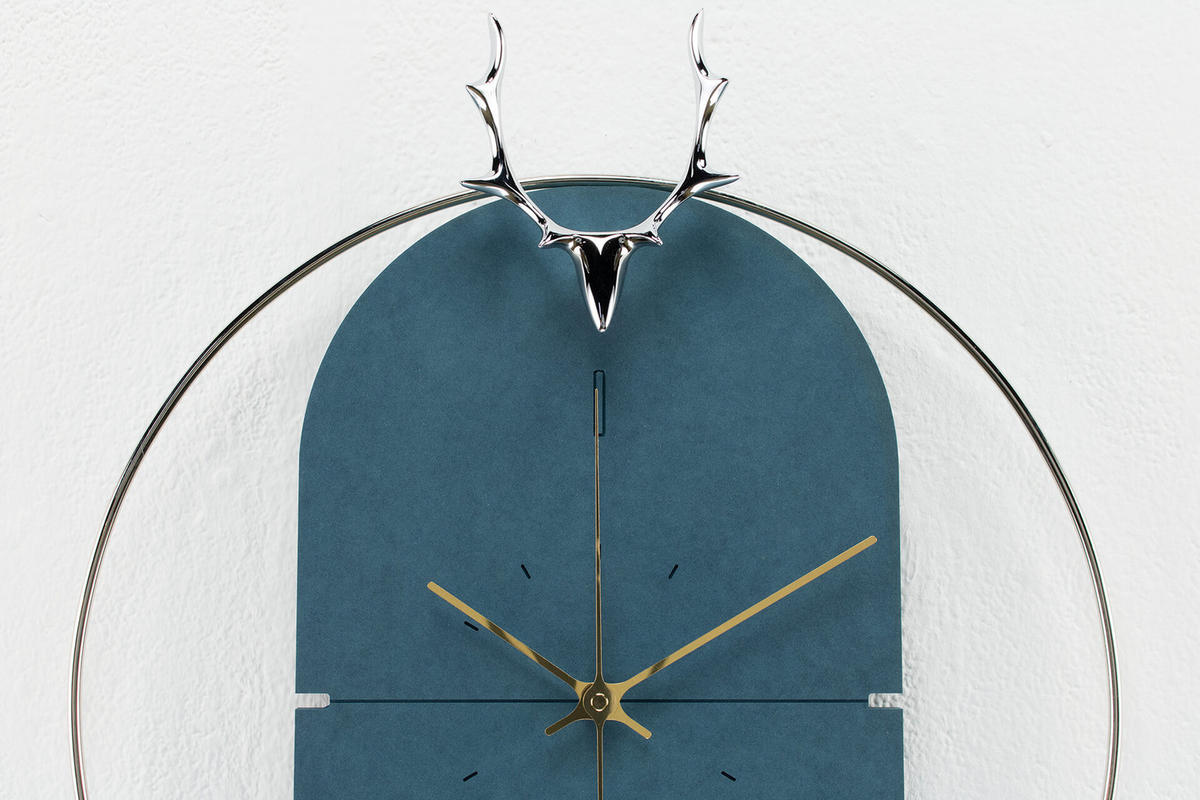 WANDUHR Design Blau 46/51 cm - Blau, Holzwerkstoff/Metall (1.45/50.8/2cm) - ONZENO