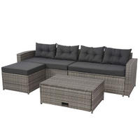 POLY-RATTAN GARNITUR Grau, Anthrazit - Anthrazit/Grau, Kunststoff - MCW