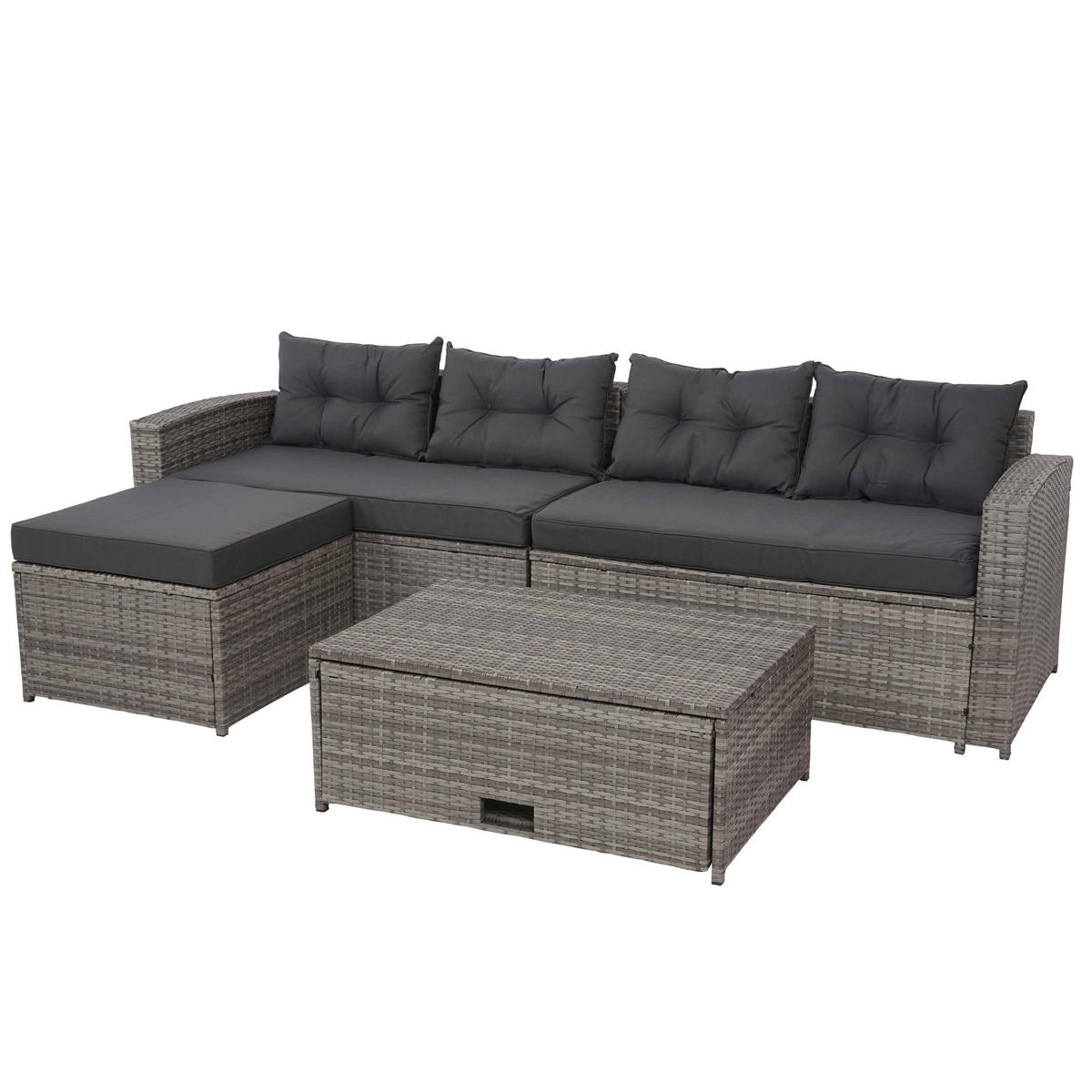 POLY-RATTAN GARNITUR Grau, Anthrazit - Anthrazit/Grau, Kunststoff - MCW