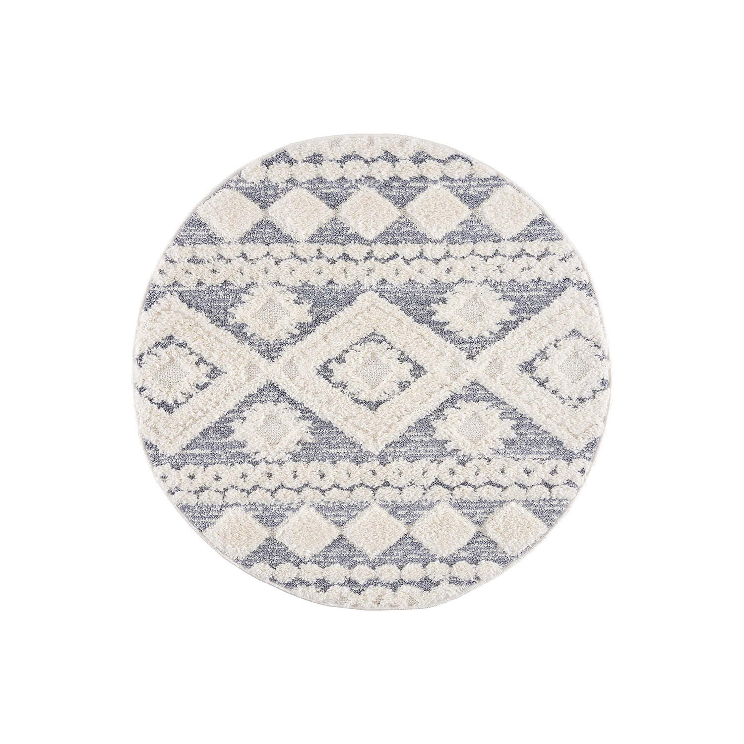 HOCHFLOR-TEPPICH Focus 3005 Grau 200 cm Rund - Creme/Grau, Textil (200/200cm) - carpet city