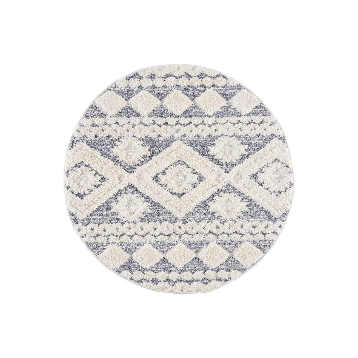 HOCHFLOR-TEPPICH Focus 3005 Grau 160 cm Rund - Creme/Grau, Textil (160/160cm) - carpet city