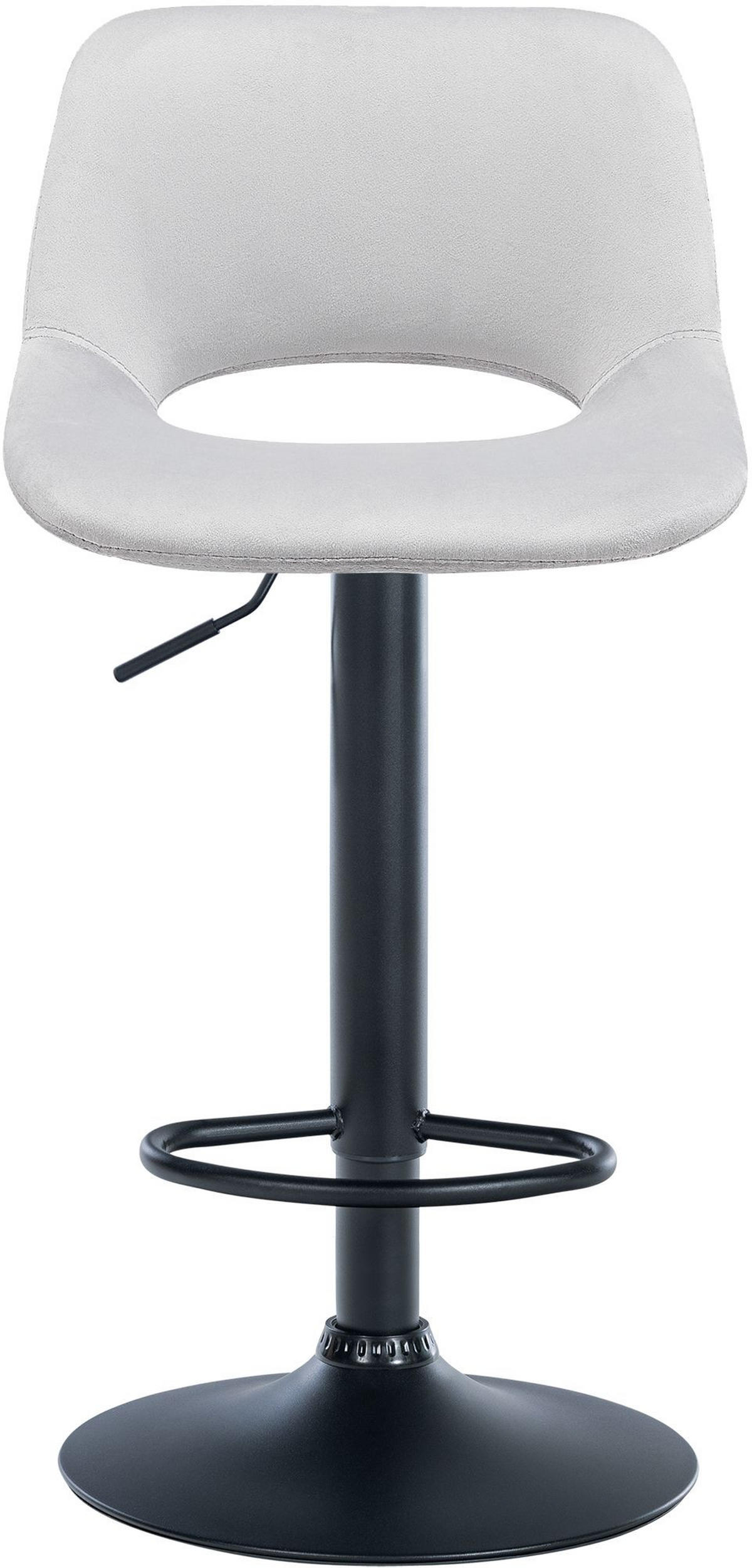 BARHOCKER JAKSON Hellgrau Samt Schwarz - Hellgrau, Textil/Metall (42/86/46cm) - DELUKE