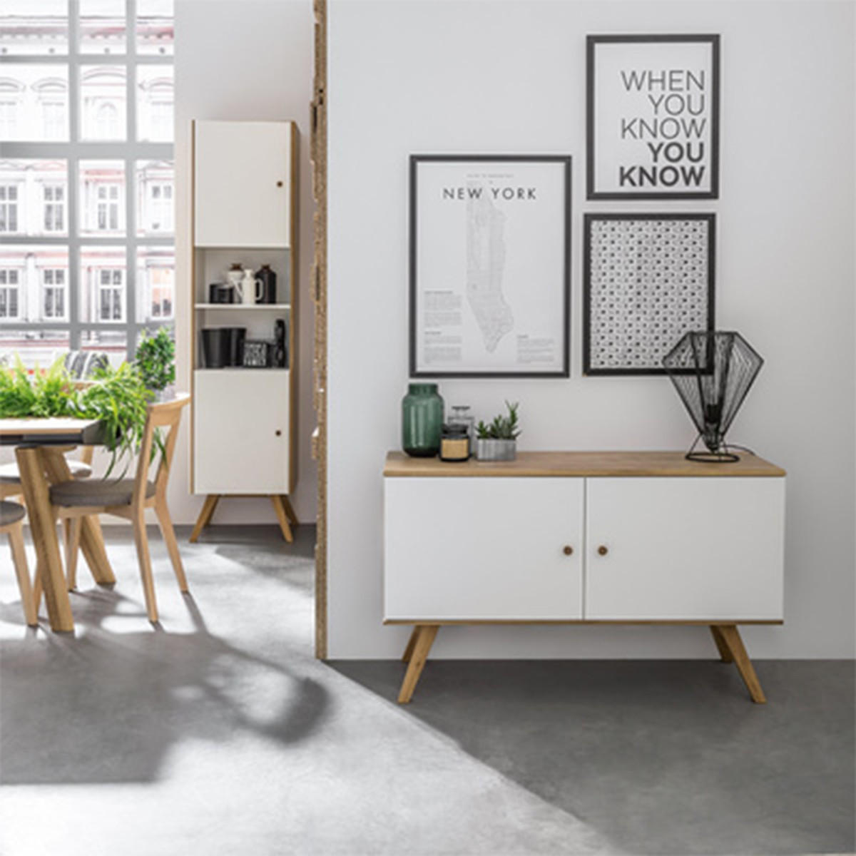 SIDEBOARD mit 2 Türen L120 cm - NATURE - Weiß, Holzwerkstoff (120/72/40cm) - Calicosy