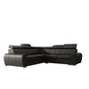 ECKSOFA APOLLO KN09, Eckcouch in L-Form mit Schlaffunktion, Farbe: Schwarz, Kunstleder, Ottomane Links - Dunkelgrau, Textil (255/255cm) - O-Sofa