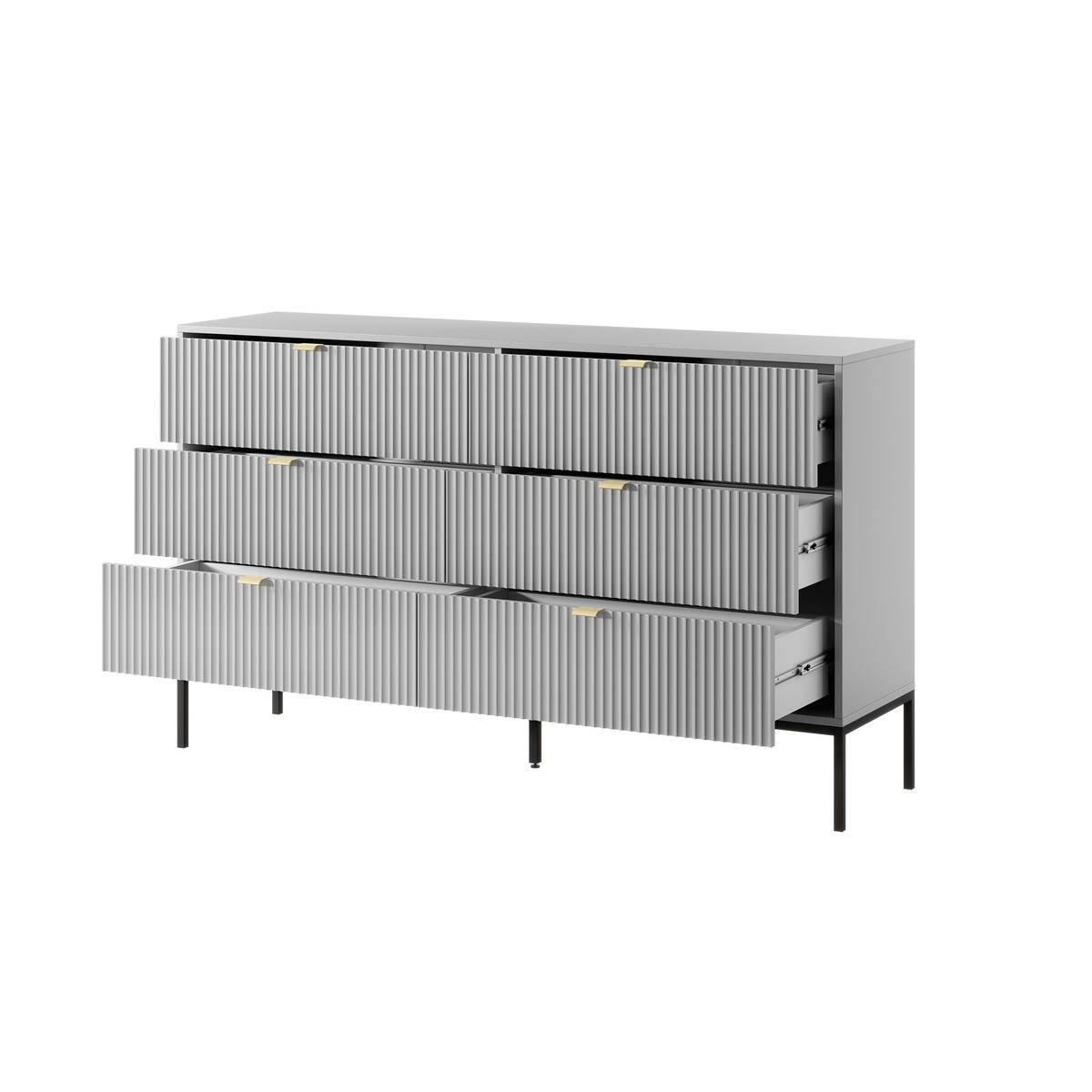 SIDEBOARD STELLARE 154/91/39 cm mit 6 Schubladen Grau - Grau, Holzwerkstoff (154/91/39cm) - MASSENO