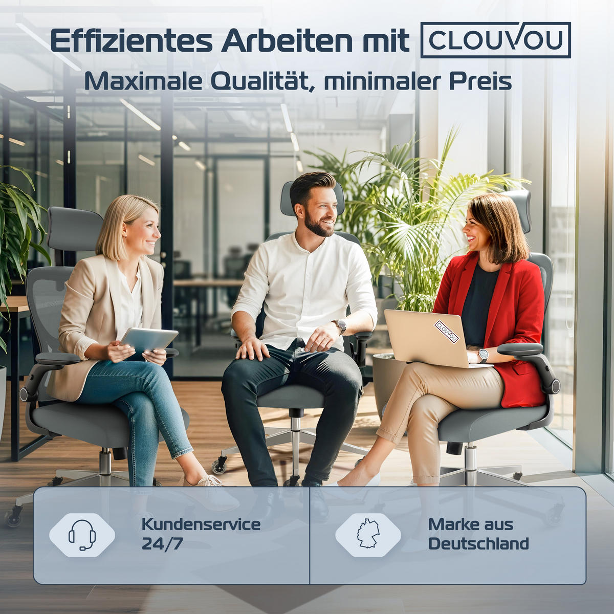 BÜROSTUHL SmartSeat Anthrazit - Anthrazit/Silberfarben, Kunststoff/Textil (70/142/70cm) - Clouvou