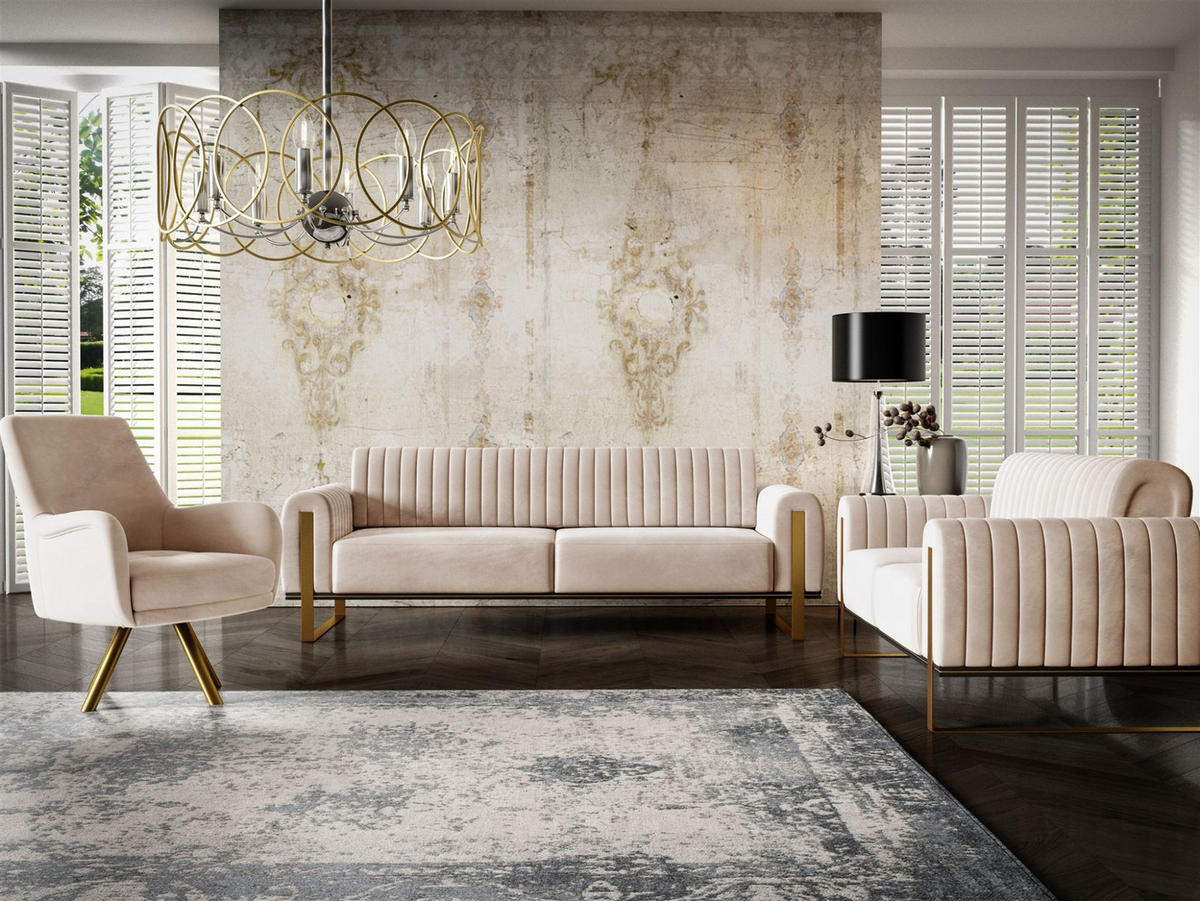 SESSEL Valerie In Elisa Velvet - Beige, Holzwerkstoff/Textil (74/100/92cm) - Fun Möbel