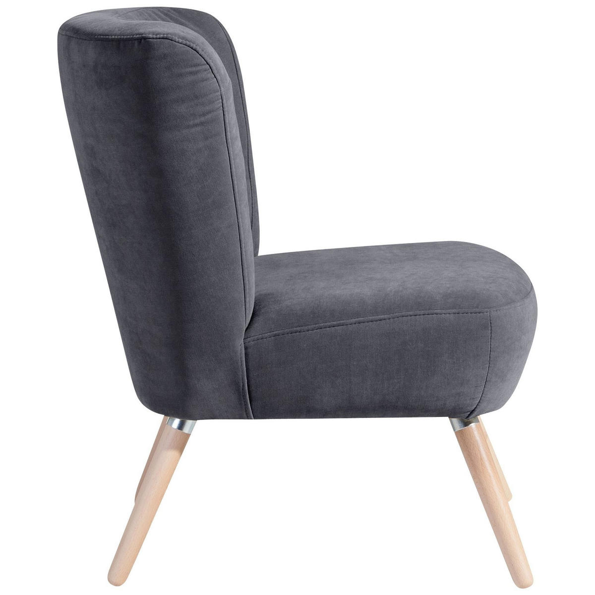 SESSEL Kassi Bezug Veloursstoff Buche natur / anthrazit - Anthrazit, Kunststoff (69/80/68cm) - 58aufmkessel