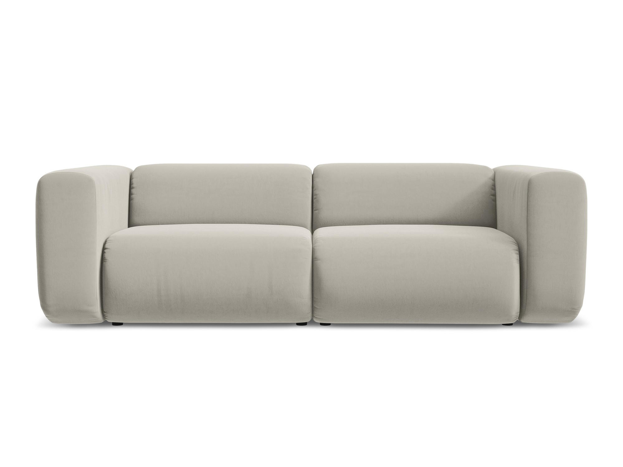 3-SITZER SOFA Samt Stoff Creme - Perlmutt/Creme, Kunststoff/Textil (228/70/89cm) - Makamii