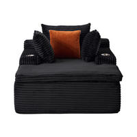 SCHLAFSOFA mit Chaiselongue, 3 Kissen, Cord, Schwarz - Schwarz, Kunststoff (112/63/165cm) - Meubliv
