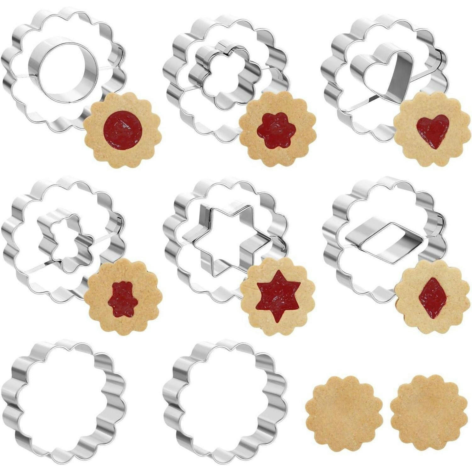 AUSSTECHFORM Set 8-teilig Linzer Ausstecher Edelstahl - Silberfarben, Metall (6/1/6cm)