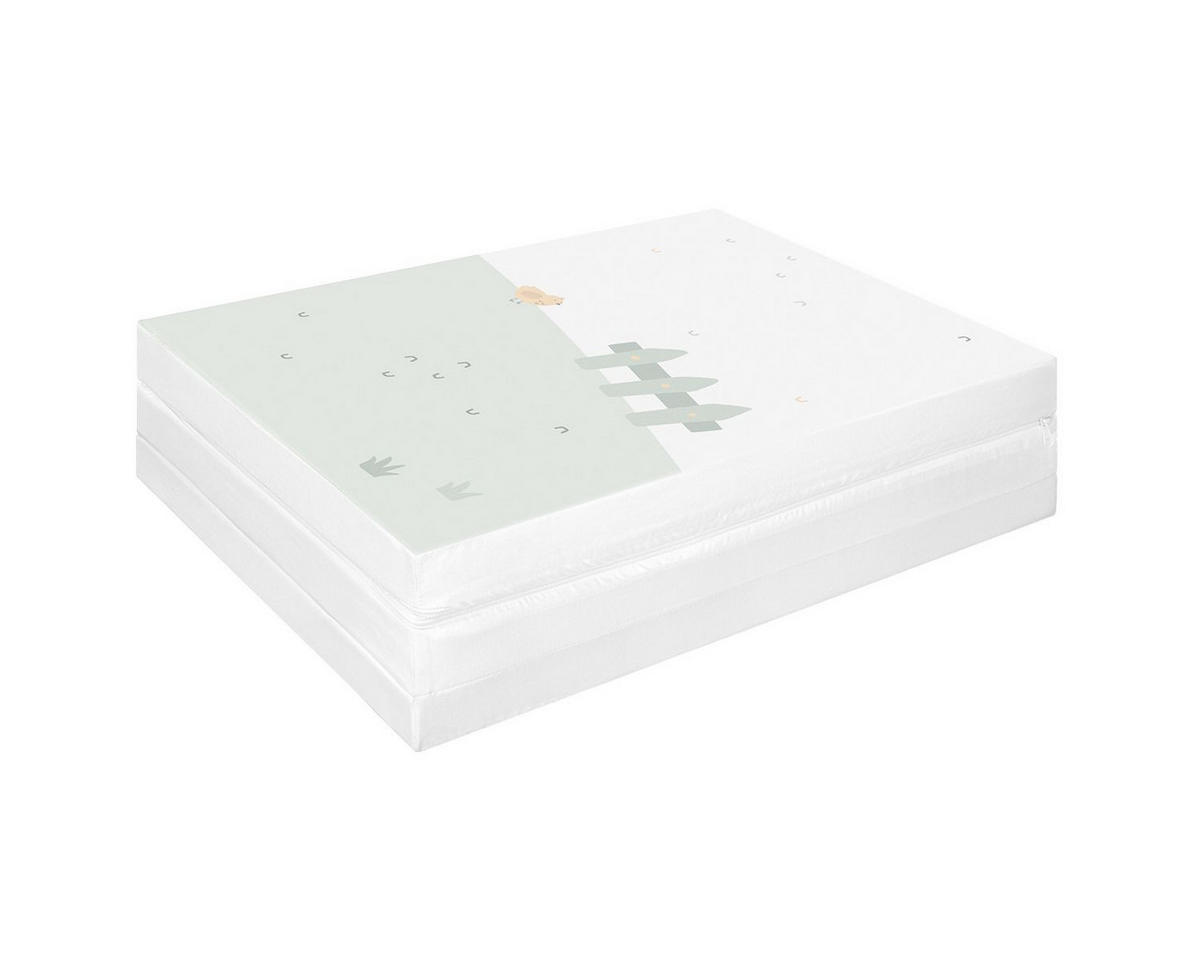 BABYBETT FALTMATRATZE Tiere grün 120 x 60 x 5 cm Baumwolle Reißverschluss - Grün, Textil (60/120cm) - Kikka boo