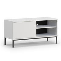 LOWBOARD Queba 1T Weiß 100/50/41 cm – kompaktes TV Lowboard weiß - Schwarz/Weiß, Holzwerkstoff (100/50/41cm) - AX Living