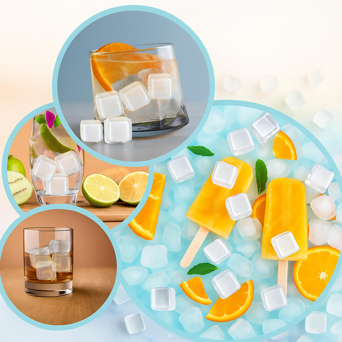 24XUMELÉ kocky ľadu - priehľadné, plast (4/4/4cm) - Relaxdays