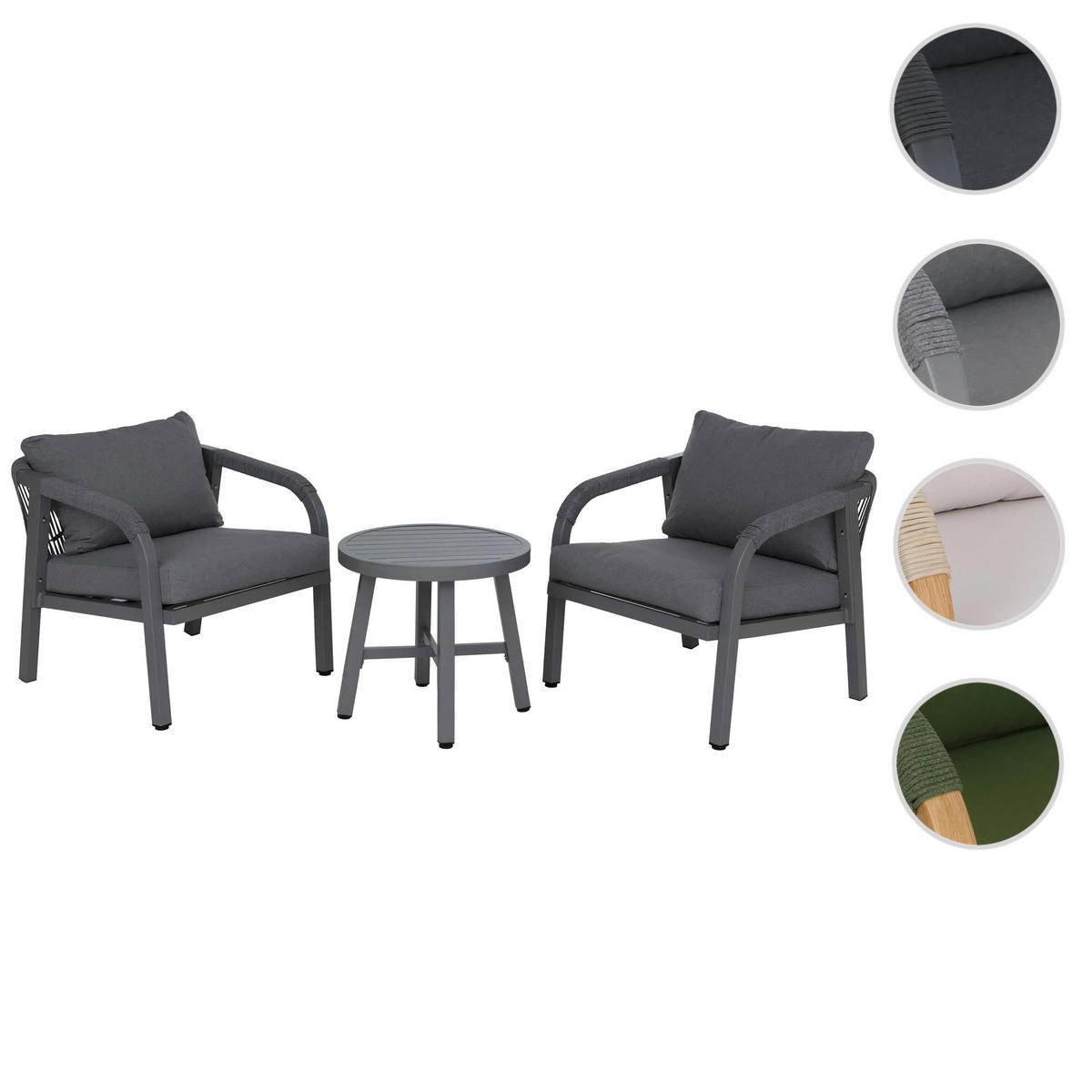 LOUNGE-SET Dunkelgrau - Dunkelgrau, Metall - MCW