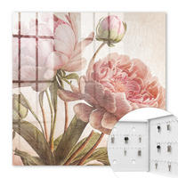 SCHLÜSSELBOX Weiß 30x30 cm – Türöffnung nach rechts - Romantische Botanik - Pink, Metall (30/30/5cm) - TULUP