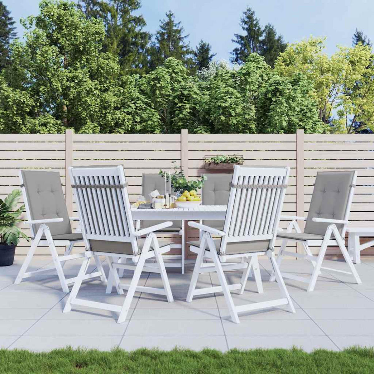 GARTENSTUHLAUFLAGEN Für Hochlehner 6Er Set Grau 120/50/3Cm Stoff - Grau, Textil (50/3/120cm) - vidaXL