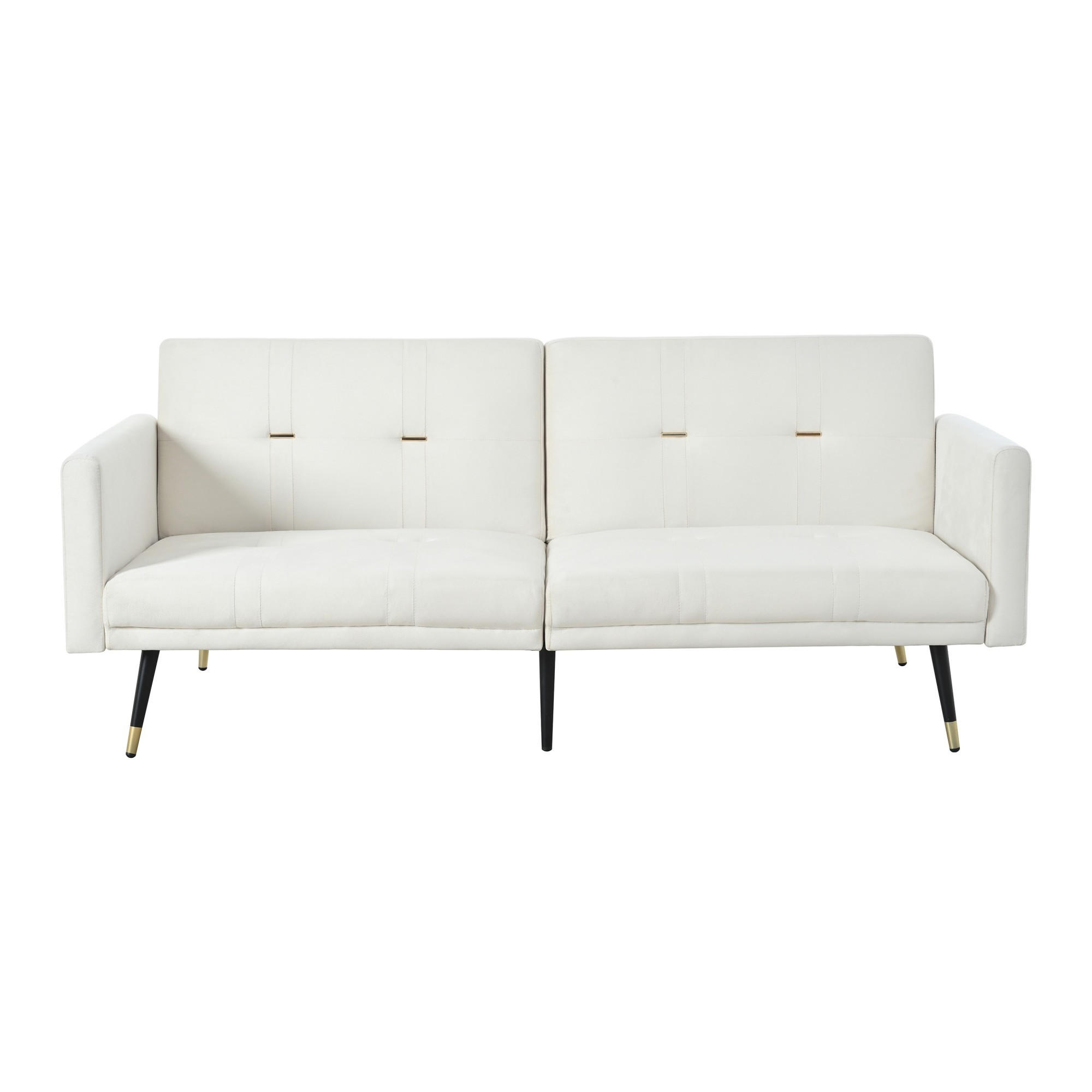 SCHLAFSOFA Zweisitzer mit Schlaffunktion,Klappsofa,Samt,Beige - Beige, Textil (164/70/51cm) - LVHOM