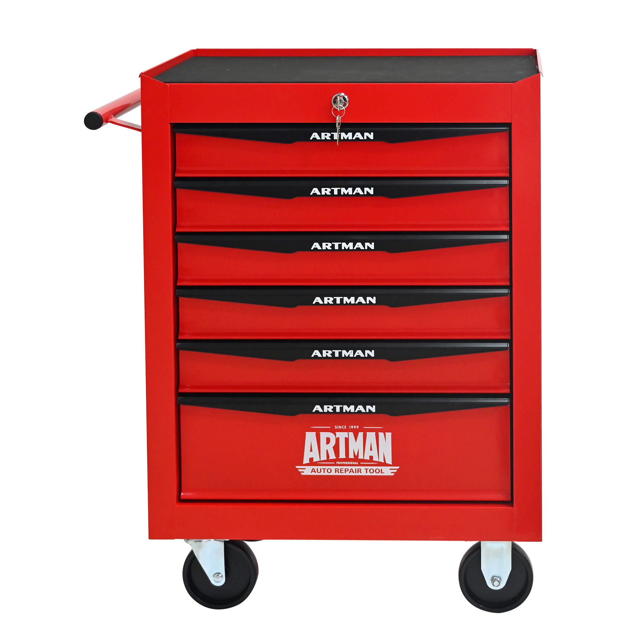 KOMBINATIONS-WERKZEUGKASTEN – 6 Schubladen, 508 mm (20 Zoll), mit 6 Schubladen, Farbgebung in Rot und Schwarz. - Multicolor, Metall (33/77.5/60cm) - DCA
