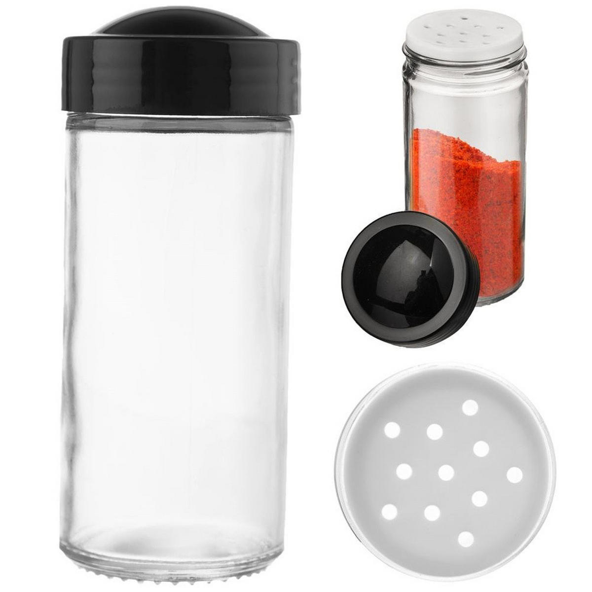 GEWÜRZDOSE Sieb 100 ml Schwarz - Schwarz, Glas (4/10/4cm) - Orion 