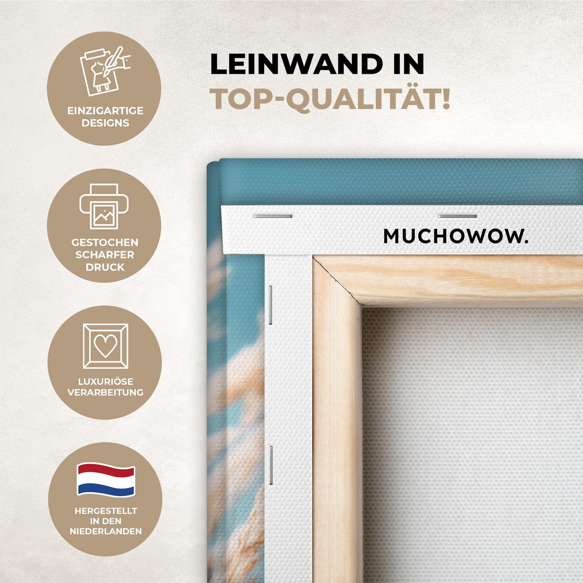 LEINWANDBILD Ziergras - Wind - Hellbraun Deko Wohnzimmer 20x30 cm - Hellblau, Textil (20/30cm) - MuchoWow