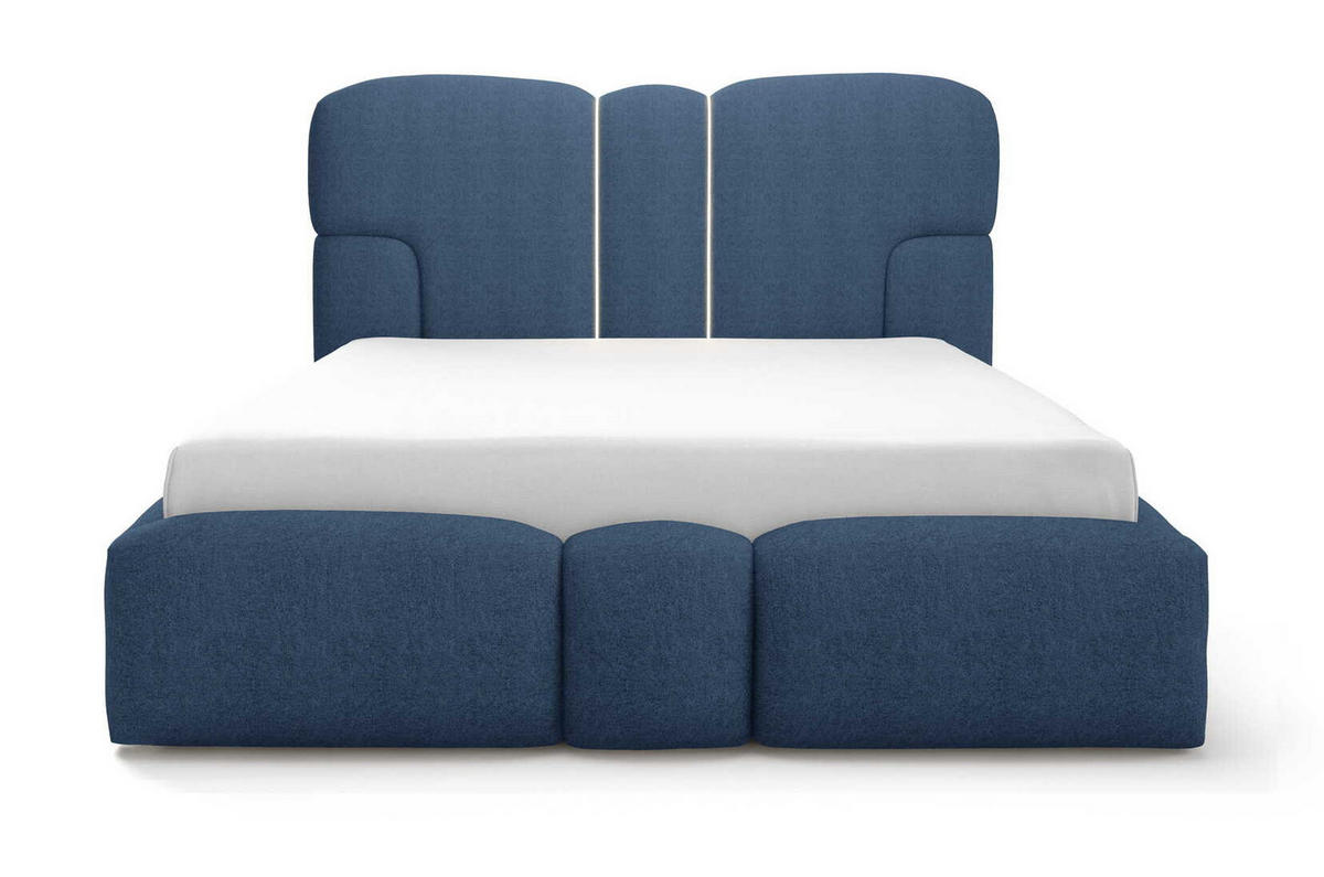 POLSTERBETT 180x200 Safron mit LED, Metall-Lattenrost, Dunkelblau - Dunkelblau, Holz/Textil (180/200cm) - Emporius