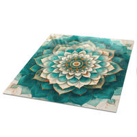 TISCHPLATTE 50x50 cm – Symmetrisches Mandala - Türkis, Glas (50/50/0.4cm) - Wallfluent