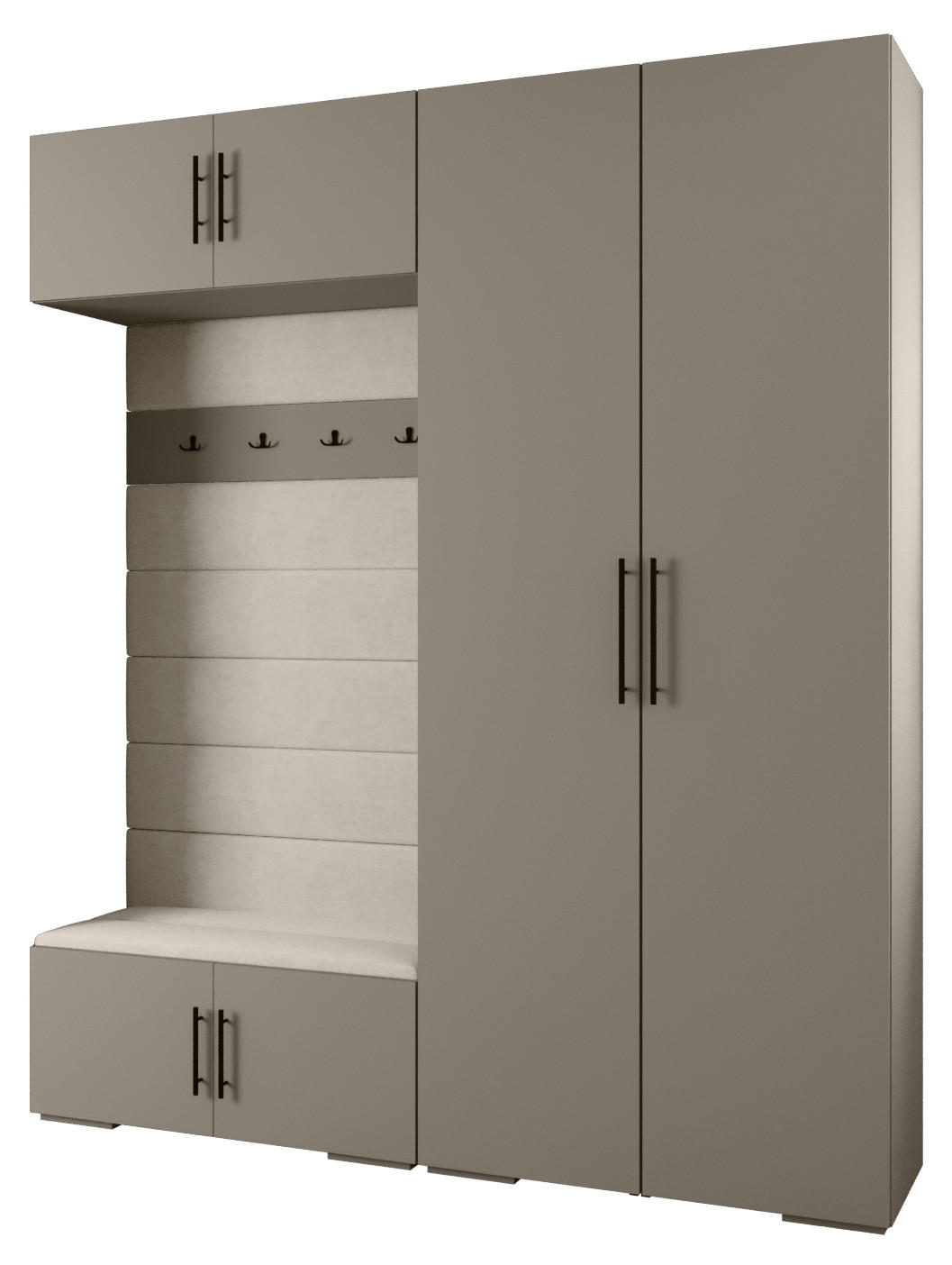 Abiks Möbel Garderoben-Set Kaschmir, Beige, Schwarz 200x236.7x47 cm